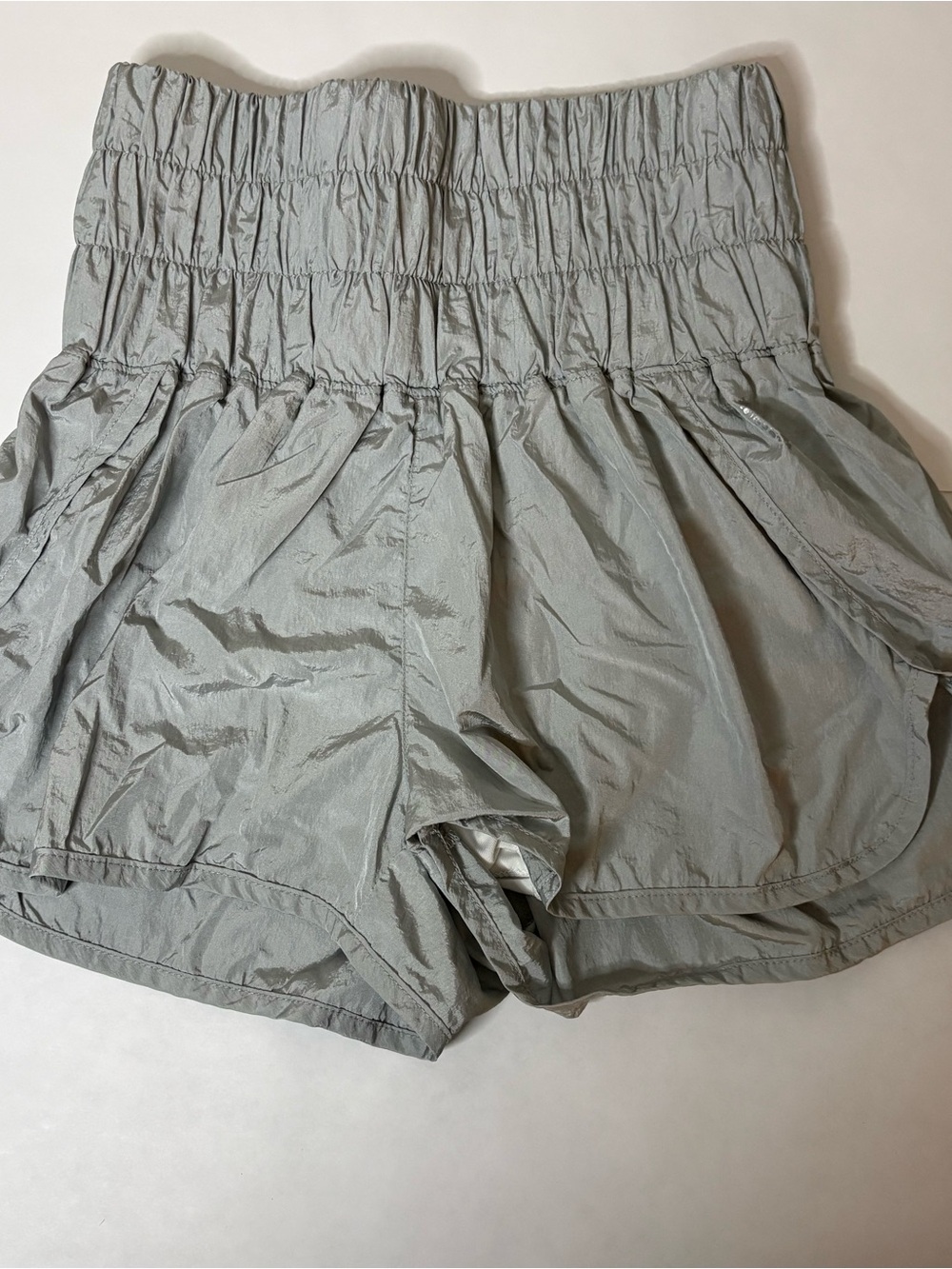 Free People Movement High-Waist Smocked Gray Athletic Shorts XS